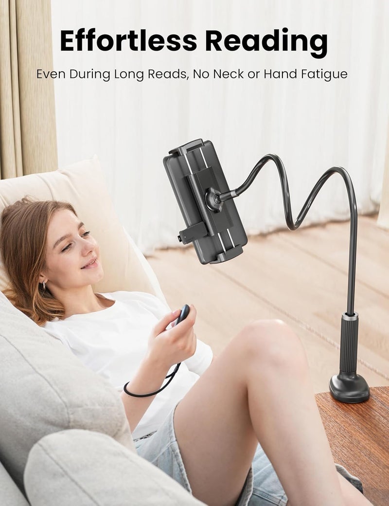 VOLTIFYMAX Gooseneck Kindle Holder with Remote Page Turner for Reading in Bed,Tablet Mount Holder for Desk,Flexible Long Arm for Tablets iPhones Kindle Accessories - Image 4